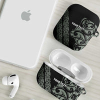 All Black Maori Tribal Tattoo Personalised AirPods Case Moss Green Polynesian Style - Polynesian Pride