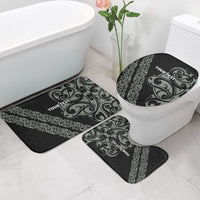 All Black Maori Tribal Tattoo Personalised Bathroom Set Moss Green Polynesian Style - Polynesian Pride