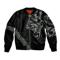 All Black Maori Tribal Tattoo Personalised Bomber Jacket Moss Green Polynesian Style LT9 Unisex Green - Polynesian Pride