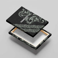 All Black Maori Tribal Tattoo Personalised Canvas Wall Art Moss Green Polynesian Style LT9 - Polynesian Pride