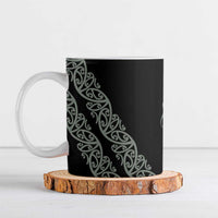 All Black Maori Tribal Tattoo Personalised Ceramic Mug Moss Green Polynesian Style - Polynesian Pride