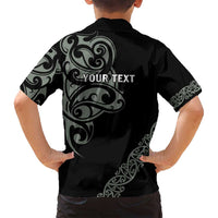 All Black Maori Tribal Tattoo Personalised Family Matching Puletasi and Hawaiian Shirt Moss Green Polynesian Style LT9 - Polynesian Pride