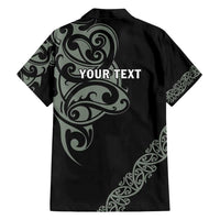 All Black Maori Tribal Tattoo Personalised Family Matching Puletasi and Hawaiian Shirt Moss Green Polynesian Style LT9 - Polynesian Pride