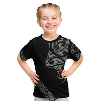 All Black Maori Tribal Tattoo Personalised Kid T Shirt Moss Green Polynesian Style LT9 Green - Polynesian Pride