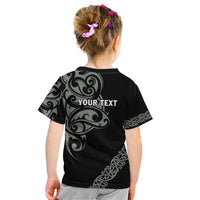 All Black Maori Tribal Tattoo Personalised Kid T Shirt Moss Green Polynesian Style LT9 - Polynesian Pride