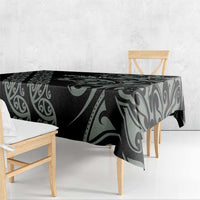 All Black Maori Tribal Tattoo Personalised Tablecloth Moss Green Polynesian Style - Polynesian Pride