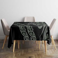 All Black Maori Tribal Tattoo Personalised Tablecloth Moss Green Polynesian Style - Polynesian Pride