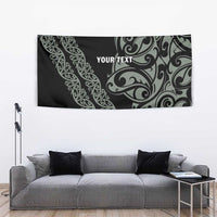 All Black Maori Tribal Tattoo Personalised Tapestry Moss Green Polynesian Style - Polynesian Pride