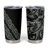 All Black Maori Tribal Tattoo Personalised Tumbler Cup Moss Green Polynesian Style - Polynesian Pride
