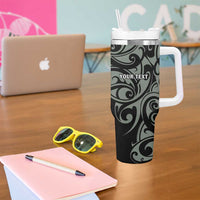 All Black Maori Tribal Tattoo Personalised Tumbler With Handle Moss Green Polynesian Style - Polynesian Pride