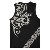 All Black Maori Tribal Tattoo Personalised Basketball Jersey Stone Gray Polynesian Style - Polynesian Pride