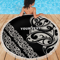 All Black Maori Tribal Tattoo Personalised Beach Blanket Stone Gray Polynesian Style - Polynesian Pride