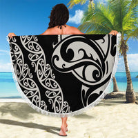 All Black Maori Tribal Tattoo Personalised Beach Blanket Stone Gray Polynesian Style - Polynesian Pride