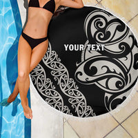 All Black Maori Tribal Tattoo Personalised Beach Blanket Stone Gray Polynesian Style - Polynesian Pride