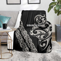 All Black Maori Tribal Tattoo Personalised Blanket Stone Gray Polynesian Style - Polynesian Pride