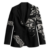 All Black Maori Tribal Tattoo Personalised Blazer Stone Gray Polynesian Style - Polynesian Pride