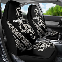 All Black Maori Tribal Tattoo Personalised Car Seat Cover Stone Gray Polynesian Style - Polynesian Pride