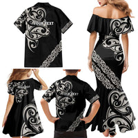 All Black Maori Tribal Tattoo Personalised Family Matching Mermaid Dress and Hawaiian Shirt Stone Gray Polynesian Style - Polynesian Pride