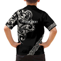 All Black Maori Tribal Tattoo Personalised Family Matching Off Shoulder Maxi Dress and Hawaiian Shirt Stone Gray Polynesian Style - Polynesian Pride