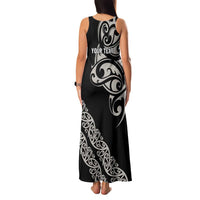 All Black Maori Tribal Tattoo Personalised Family Matching Tank Maxi Dress and Hawaiian Shirt Stone Gray Polynesian Style - Polynesian Pride