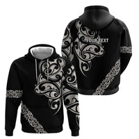 All Black Maori Tribal Tattoo Personalised Hoodie Stone Gray Polynesian Style - Polynesian Pride