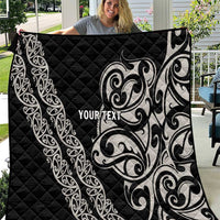 All Black Maori Tribal Tattoo Personalised Quilt Stone Gray Polynesian Style - Polynesian Pride