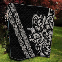 All Black Maori Tribal Tattoo Personalised Quilt Stone Gray Polynesian Style - Polynesian Pride