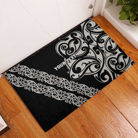 All Black Maori Tribal Tattoo Personalised Rubber Doormat Stone Gray Polynesian Style - Polynesian Pride