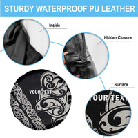 All Black Maori Tribal Tattoo Personalised Spare Tire Cover Stone Gray Polynesian Style LT9 - Polynesian Pride