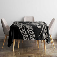 All Black Maori Tribal Tattoo Personalised Tablecloth Stone Gray Polynesian Style - Polynesian Pride