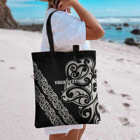 All Black Maori Tribal Tattoo Personalised Tote Bag Stone Gray Polynesian Style - Polynesian Pride