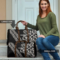 All Black Maori Tribal Tattoo Personalised Travel Bag Stone Gray Polynesian Style - Polynesian Pride