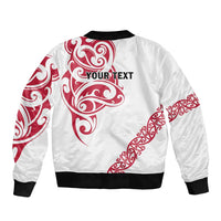 All White Maori Tribal Tattoo Personalised Bomber Jacket Classic Red Polynesian Style - Polynesian Pride