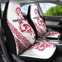 All White Maori Tribal Tattoo Personalised Car Seat Cover Classic Red Polynesian Style - Polynesian Pride