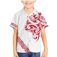 All White Maori Tribal Tattoo Personalised Family Matching Mermaid Dress and Hawaiian Shirt Classic Red Polynesian Style - Polynesian Pride