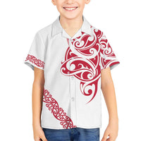 All White Maori Tribal Tattoo Personalised Hawaiian Shirt Classic Red Polynesian Style - Polynesian Pride