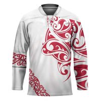 All White Maori Tribal Tattoo Personalised Hockey Jersey Classic Red Polynesian Style LT9 Unisex Red - Polynesian Pride