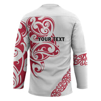 All White Maori Tribal Tattoo Personalised Hockey Jersey Classic Red Polynesian Style - Polynesian Pride
