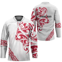 All White Maori Tribal Tattoo Personalised Hockey Jersey Classic Red Polynesian Style LT9 - Polynesian Pride