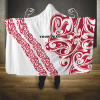 All White Maori Tribal Tattoo Personalised Hooded Blanket Classic Red Polynesian Style - Polynesian Pride