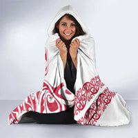 All White Maori Tribal Tattoo Personalised Hooded Blanket Classic Red Polynesian Style - Polynesian Pride