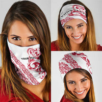 All White Maori Tribal Tattoo Personalised Neck Gaiter Classic Red Polynesian Style LT9
