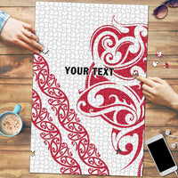 All White Maori Tribal Tattoo Personalised Puzzle Classic Red Polynesian Style - Polynesian Pride