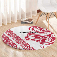 All White Maori Tribal Tattoo Personalised Round Carpet Classic Red Polynesian Style - Polynesian Pride
