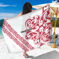 All White Maori Tribal Tattoo Personalised Sarong Classic Red Polynesian Style - Polynesian Pride
