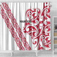 All White Maori Tribal Tattoo Personalised Shower Curtain Classic Red Polynesian Style - Polynesian Pride