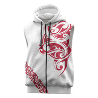 All White Maori Tribal Tattoo Personalised Sleeveless Zip Hoodie Classic Red Polynesian Style LT9 Red - Polynesian Pride
