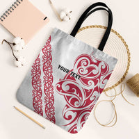 All White Maori Tribal Tattoo Personalised Tote Bag Classic Red Polynesian Style - Polynesian Pride