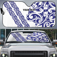 All White Maori Tribal Tattoo Personalised Auto Sun Shade Dark Blue Polynesian Style - Polynesian Pride