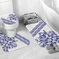 All White Maori Tribal Tattoo Personalised Bathroom Set Dark Blue Polynesian Style - Polynesian Pride